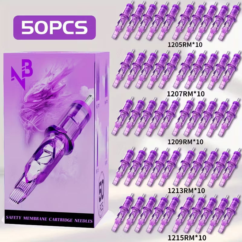 Tattoo Cartridge Needles 50-Pack 05RM 07RM 09RM 13RM 15RM - Needle Bee GoldPlume