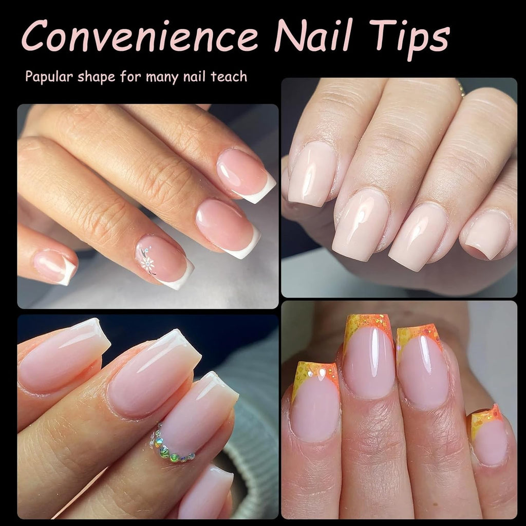 240-Pack Short Square Gel Nail Tips for Press-On Nails Clear Acrylic