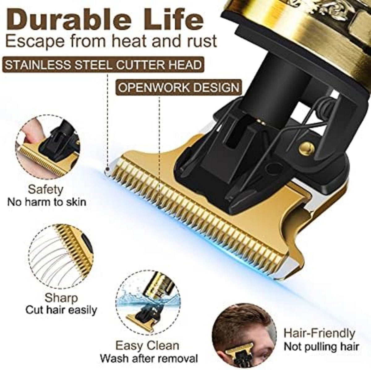 Men's Hair Trimmer Beard Clipper with Adjustable Guide Combs