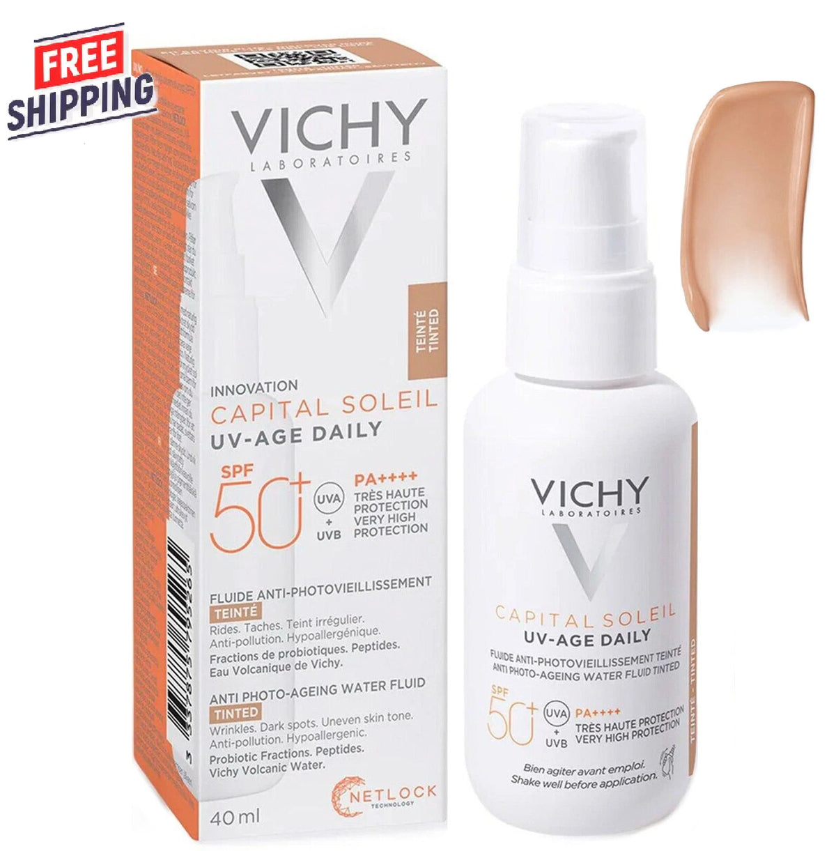 Vichy Tinted SPF50+ UV-Age Daily Fluid - Anti-Photoaging, Hydrating, Broad Spectrum Protection 40ml