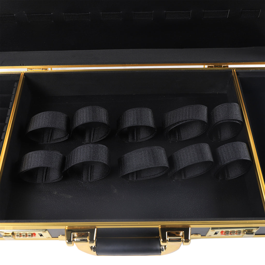 Large Barber Travel Suitcase with Lock Gold - Stylist Tool Organizer