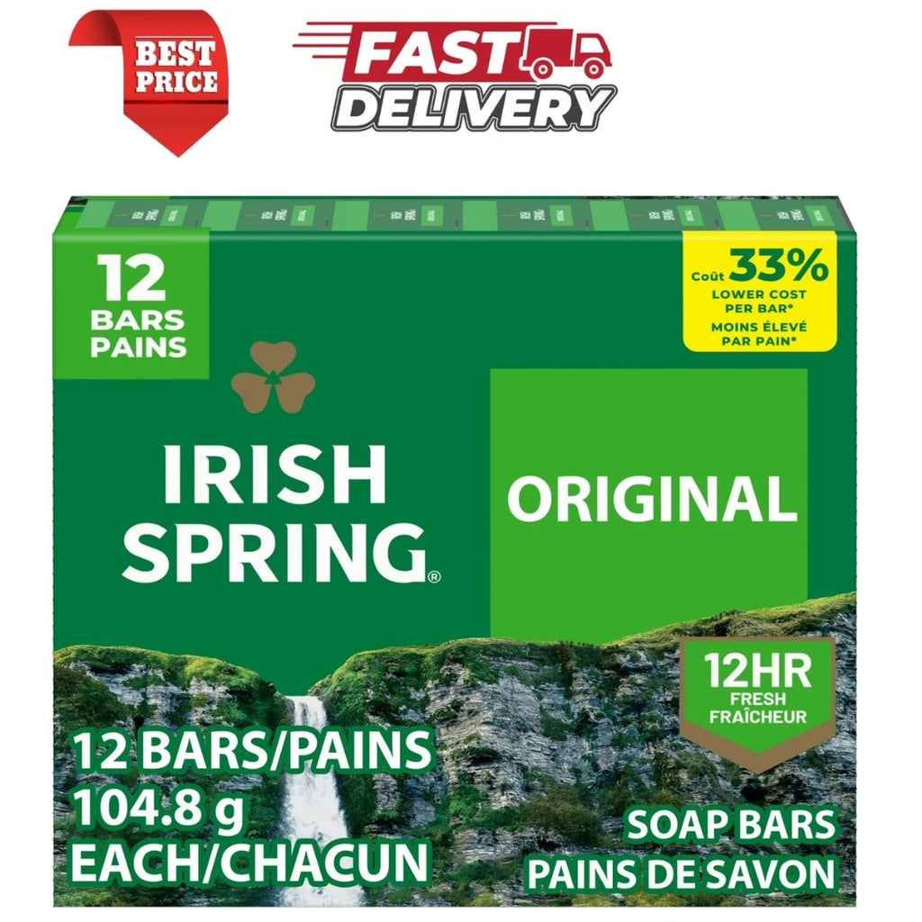 Men's Bar Soap with Natural Ingredients - Irish Spring Original, 12-Pack, 3.7 Oz
