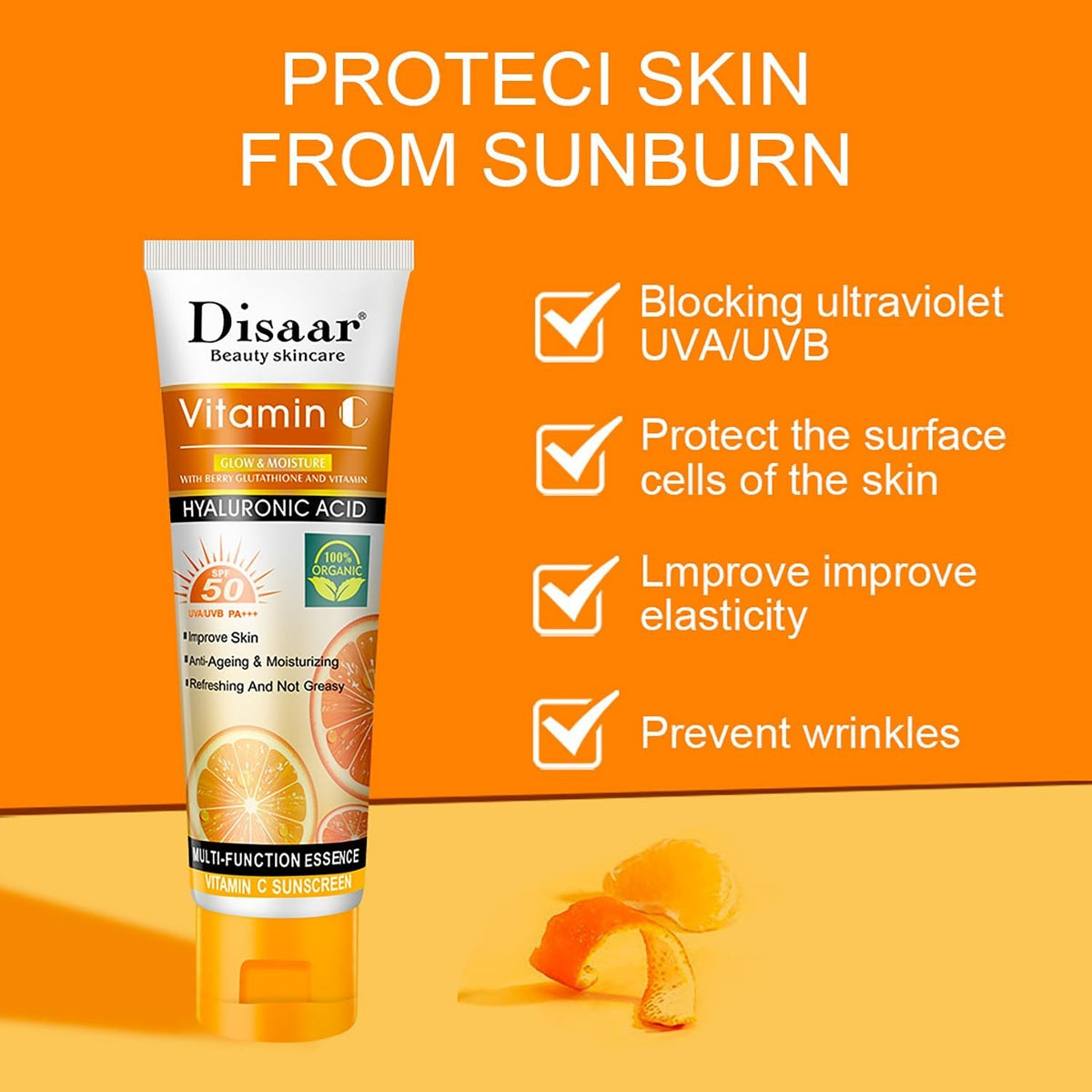 Vitamin C Sunscreen SPF50 with Orange Extract - Moisturizing UV Protection 50g