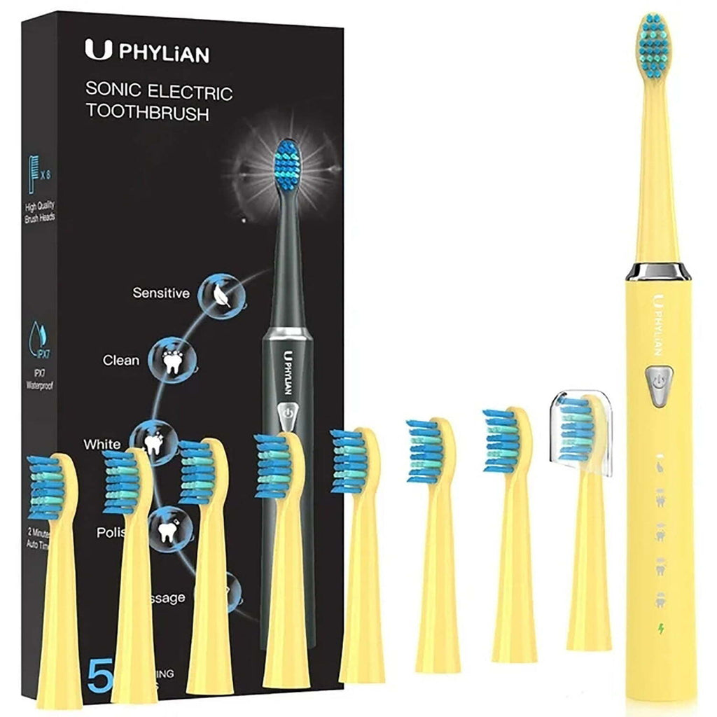 Rechargeable Electric Toothbrush for Adults with 8 Brush Heads and 5 Modes