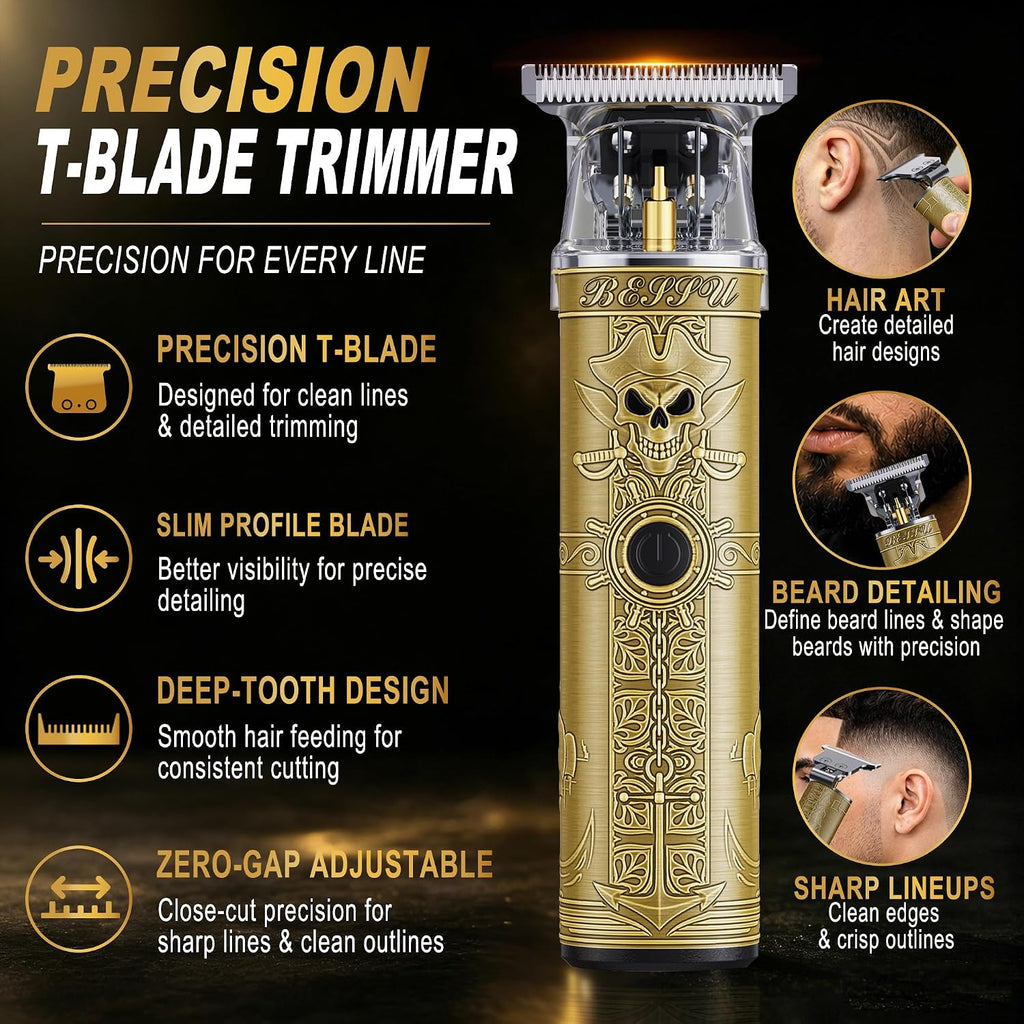 Cordless Hair Clippers & Trimmer Kit for Men - Professional Grooming Set