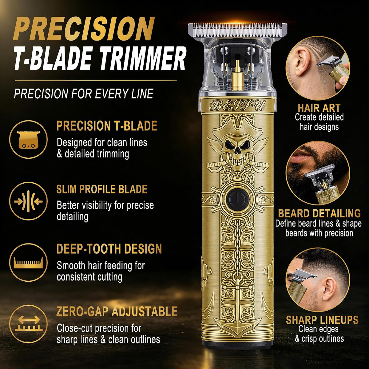 Cordless Hair Clippers & Trimmer Kit for Men - Professional Grooming Set