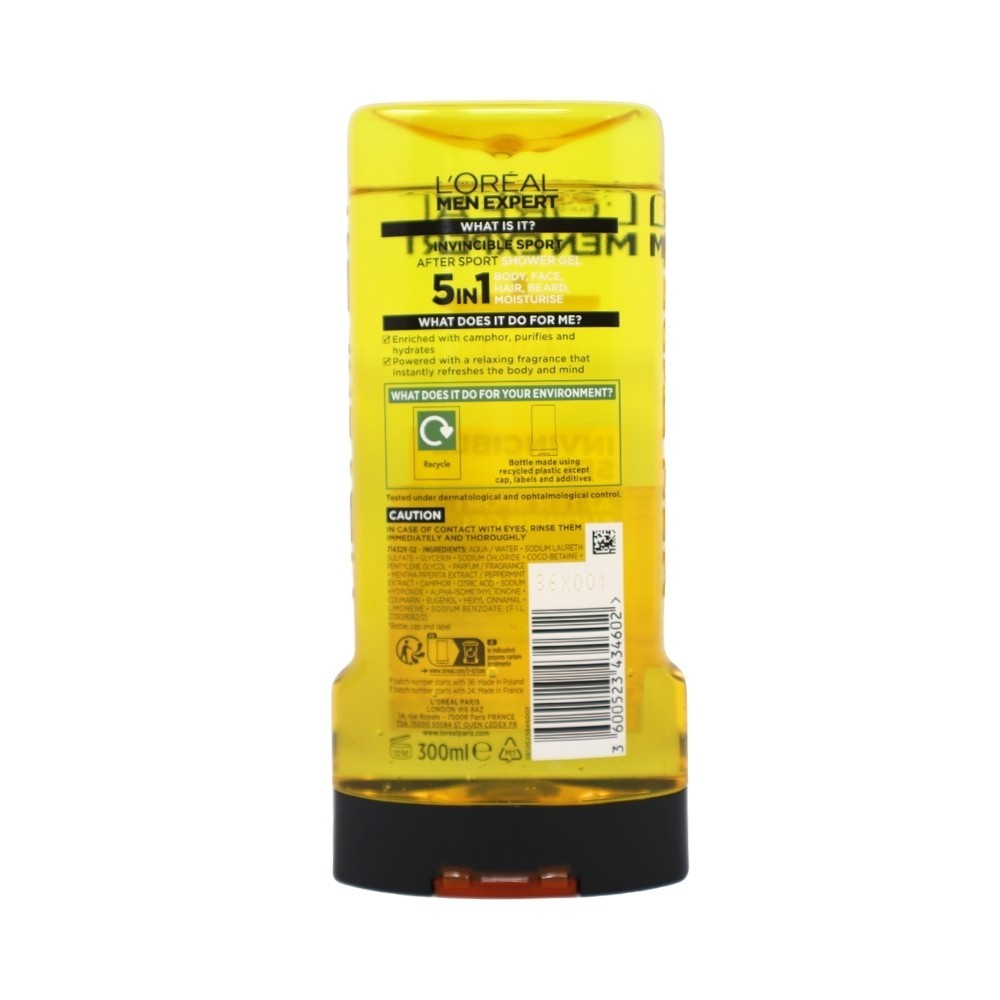 L'Oréal Men Expert Invincible Sport Camphor Shower Gel 3-Pack 300ml