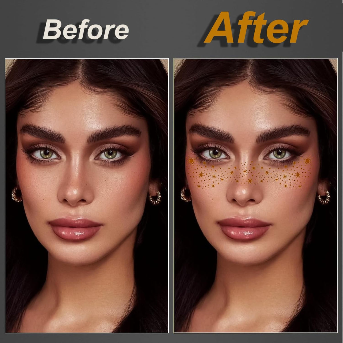 Glitter Freckles Face Tattoos Set – Water-Resistant Facial Freckles with Glitter