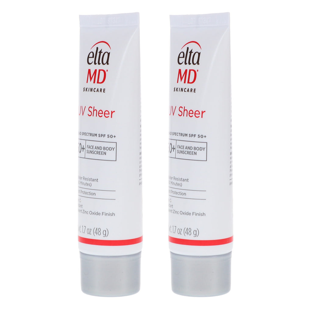 2 Pack EltaMD UV Sheer Broad Spectrum SPF 50+ Facial Sunscreen 1.7 oz