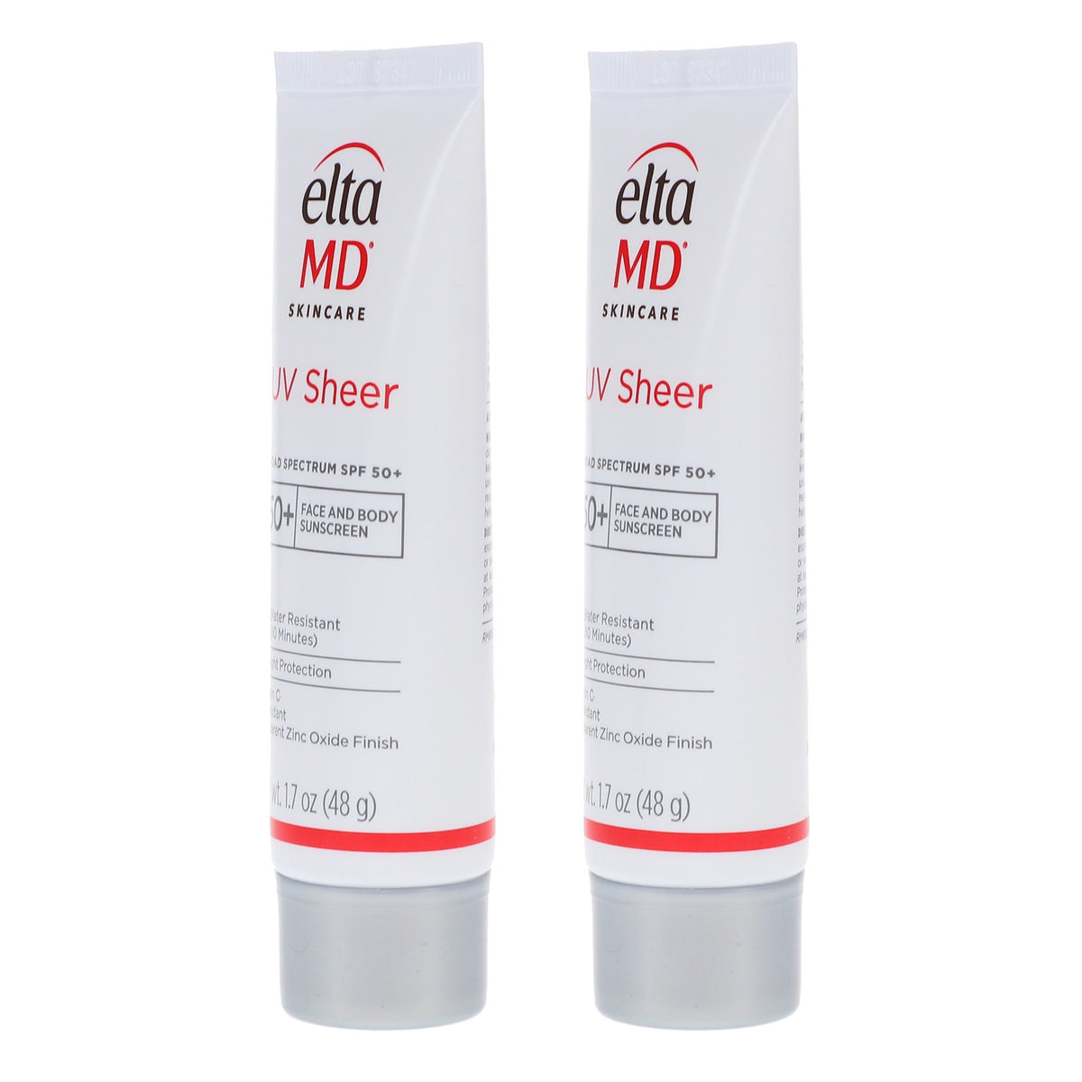 2 Pack EltaMD UV Sheer Broad Spectrum SPF 50+ Facial Sunscreen 1.7 oz
