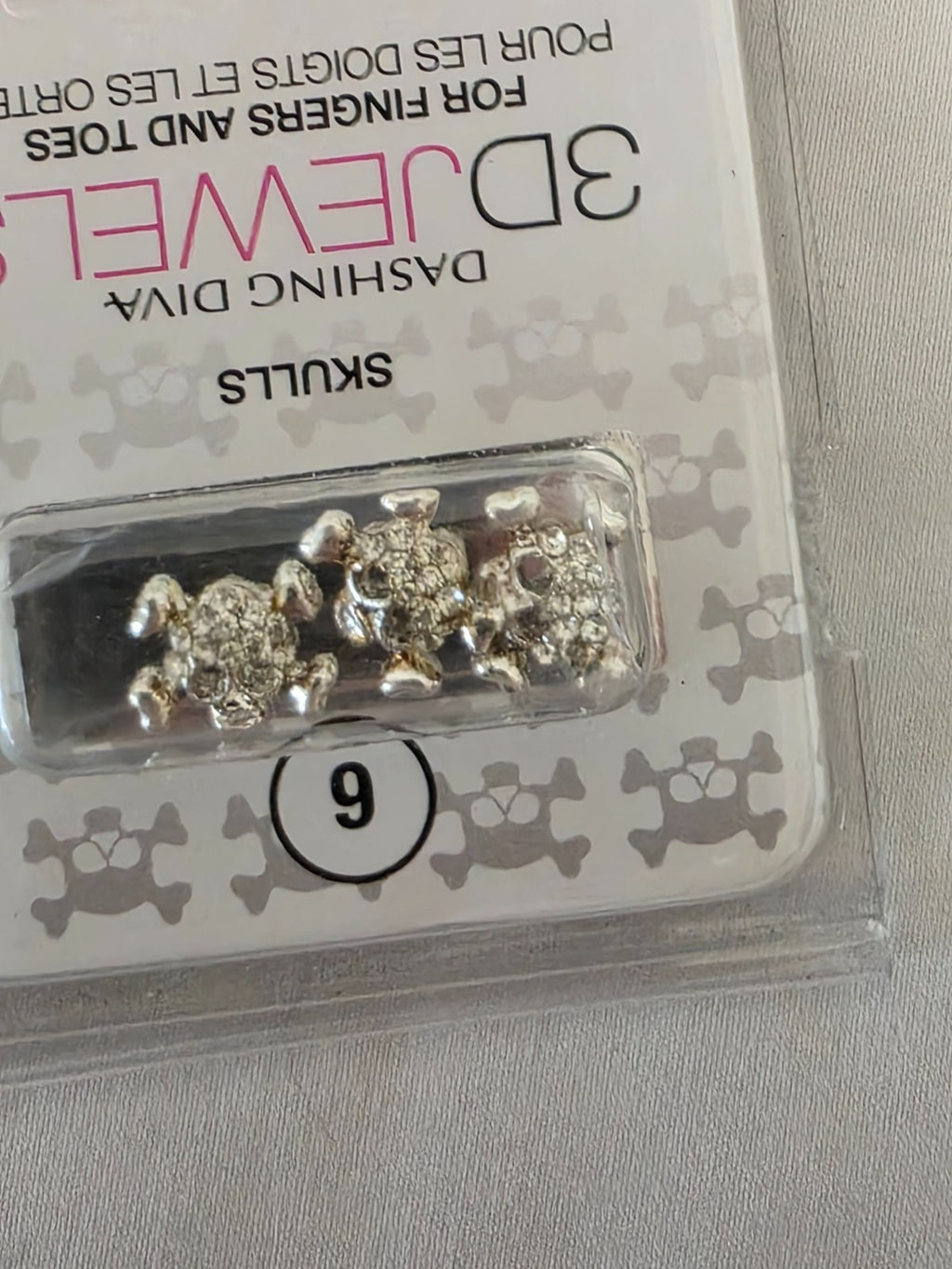 3D Skull Nail Jewels - Punk Rock Nail Art Accessories, Pack of 3