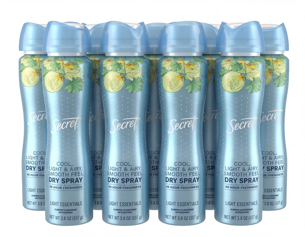 9-Pack Invisible Spray Deodorant for Men & Women - Cool & Light 3.8 oz