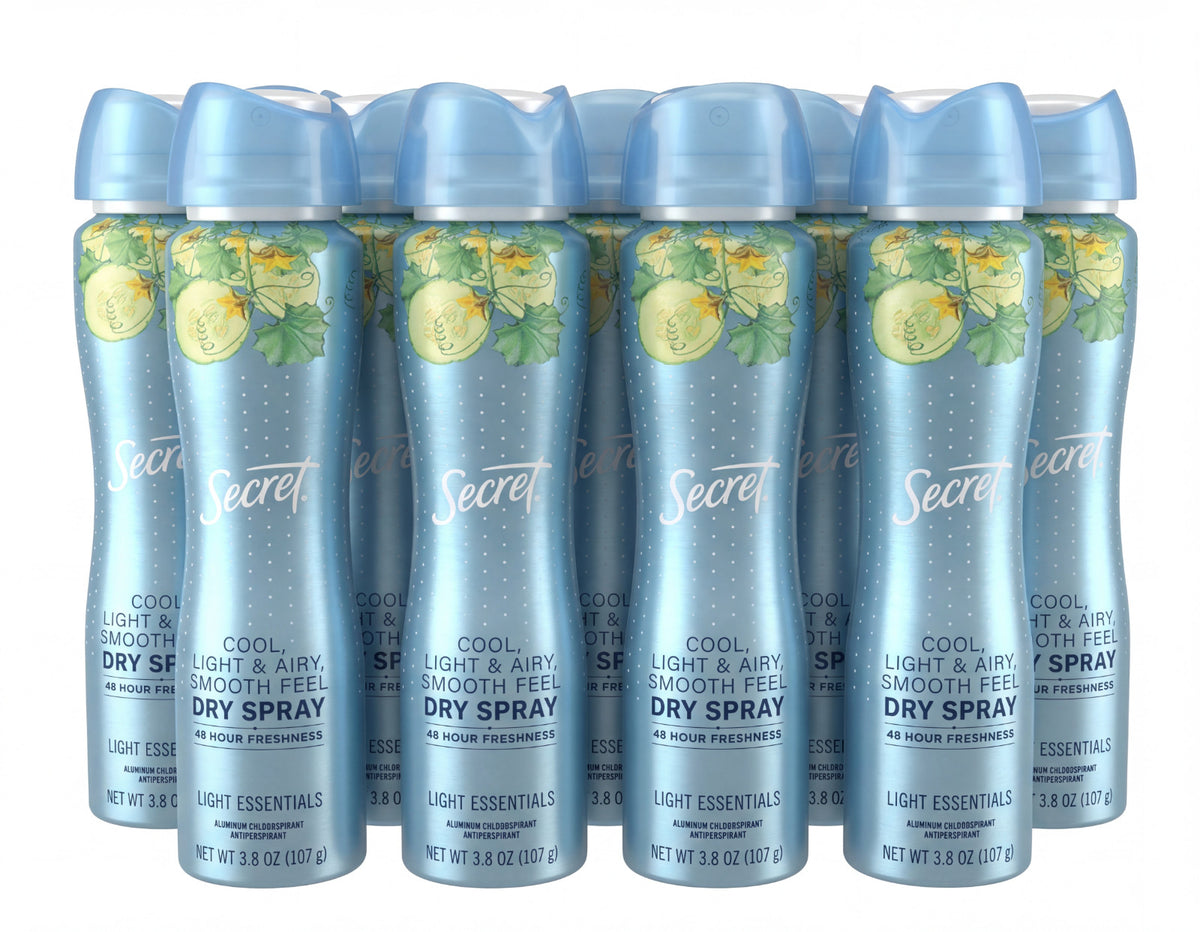 9-Pack Invisible Spray Deodorant for Men & Women - Cool & Light 3.8 oz