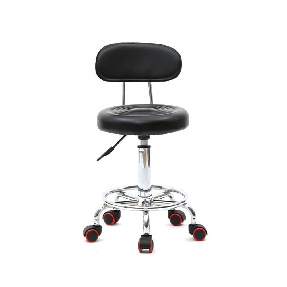 PU Leather Salon & Barber Swivel Stool with Backrest - Adjustable Office Chair