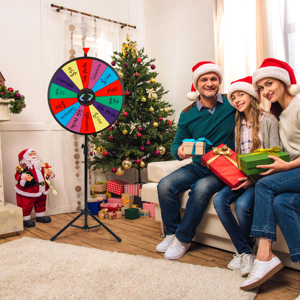 24-Inch Spinning Prize Wheel with 14 Color Slots & Adjustable Tripod Stand