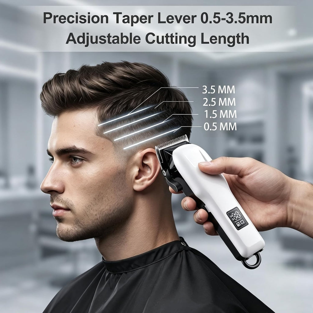 Professional Cordless Hair Clippers for Men - High-Torque Trimmer with Adjustable Lengths