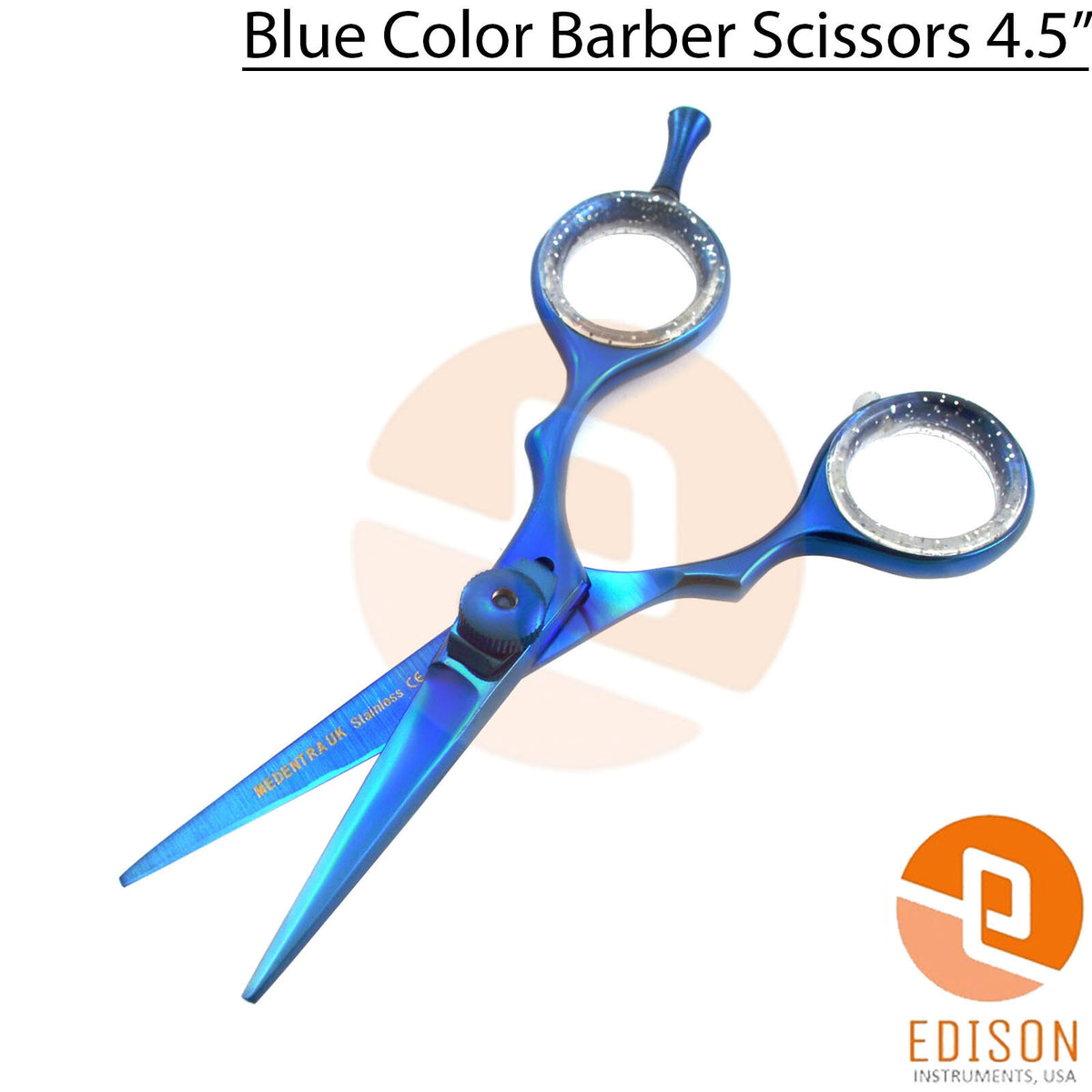 Salon Barber Scissors - Stainless Steel Hair & Beard Trimming Shears, 4.5 Inch Blue