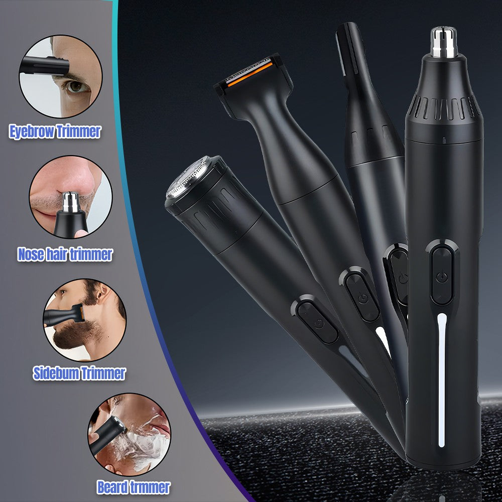 4-in-1 Electric Nose Ear Hair Trimmer for Men & Women with USB Rechargeable Battery