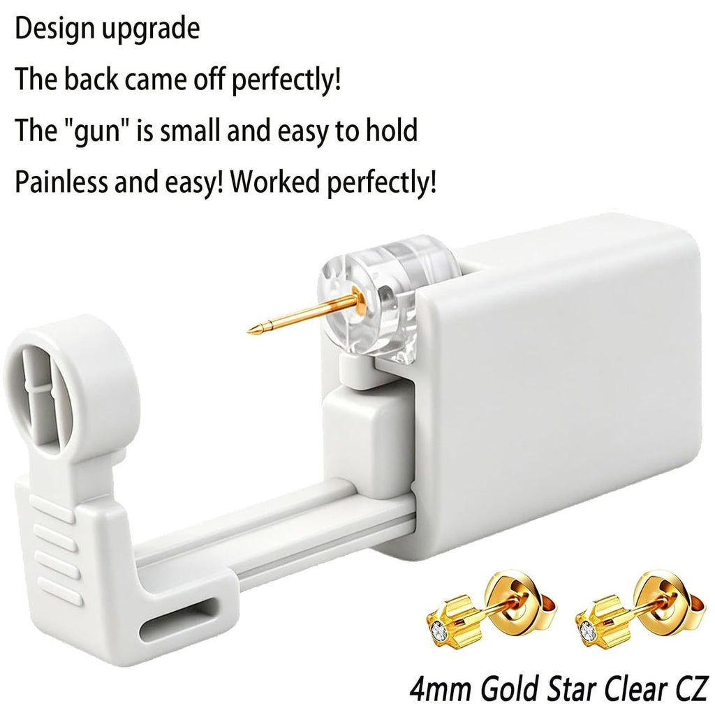 Disposable Ear Piercing Gun Kit with 4 Gold Studs — One-Time Use