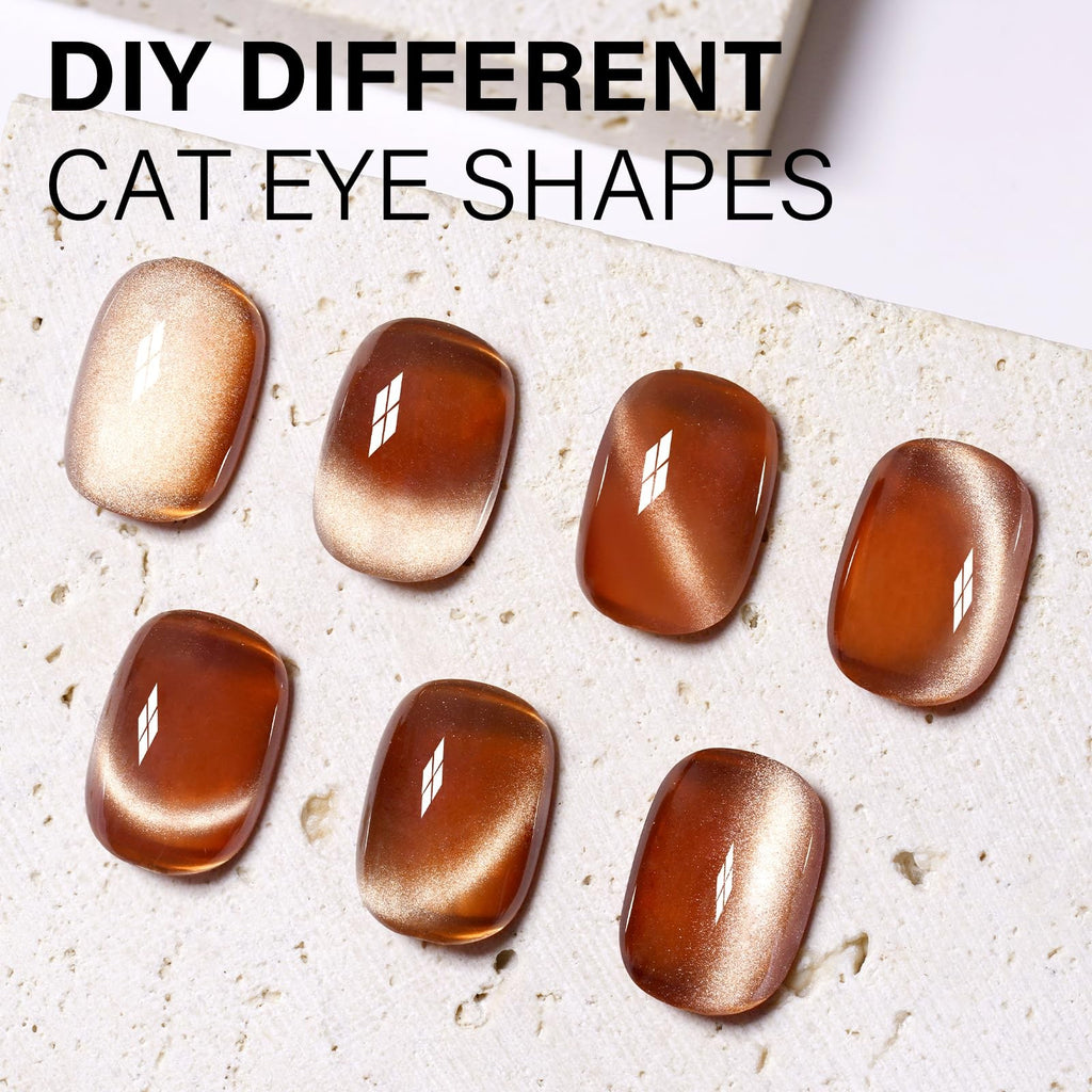 Cat Eye Gel Nail Polish Brown Gold 0.5 Fl Oz with Magnet - Amber Effect
