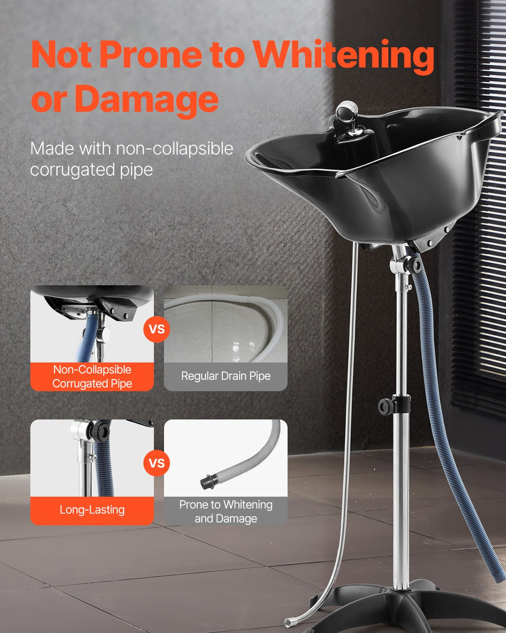 Portable Shampoo Bowl with Shower Head & Drain Hose for Salon & Home Use
