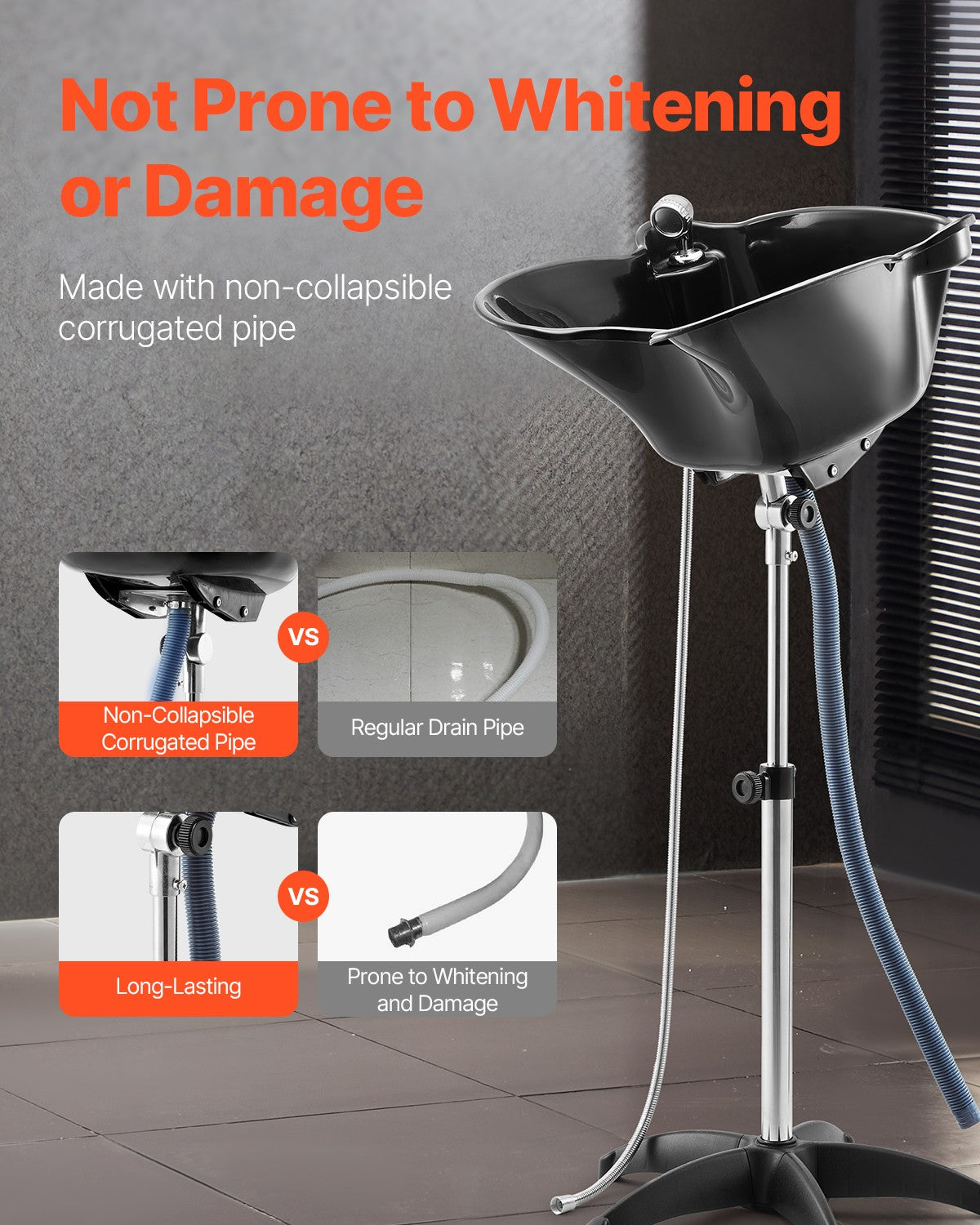 Portable Shampoo Bowl with Shower Head & Drain Hose for Salon & Home Use