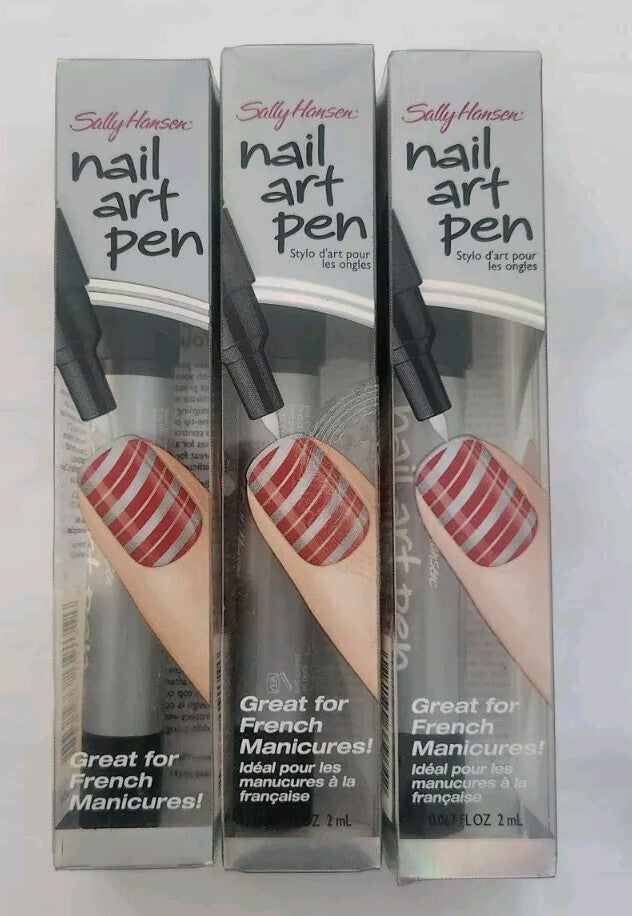 3-Pack Silver Nail Art Pens - Fast Drying, Precision Nail Decoration