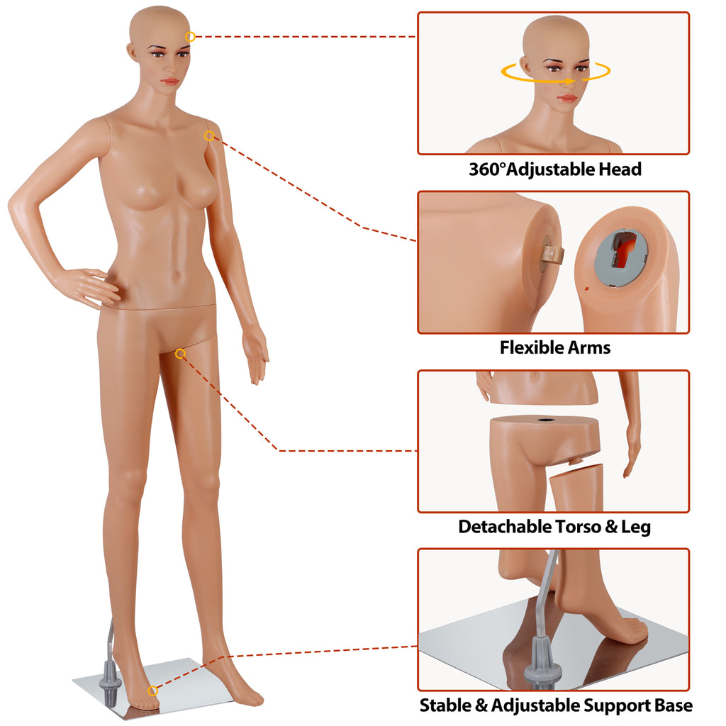 Full Body Female Mannequin Dress Form for Clothing Display 69 Inches