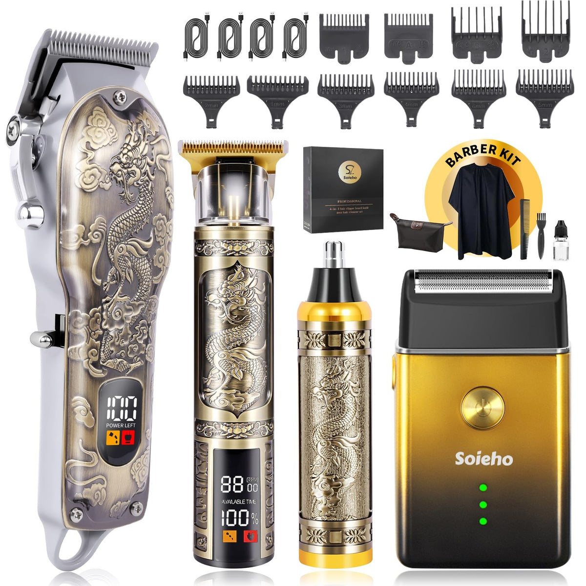 Professional Hair Clipper Set for Men with Trimmer & Shaver - Home & Barber Use