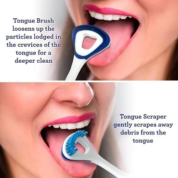 Dual Action Tongue Scraper & Soft Bristled Brush - 1 Pack Oral Care Tool