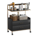 Salon Rolling Cart with Storage Drawers and Tool Holders - Black Metal Trolley
