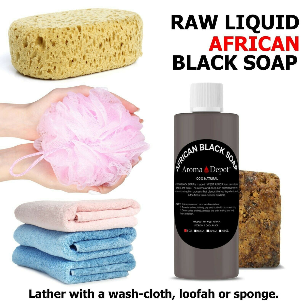 Scented Liquid African Black Soap for Face & Body - Organic & Natural