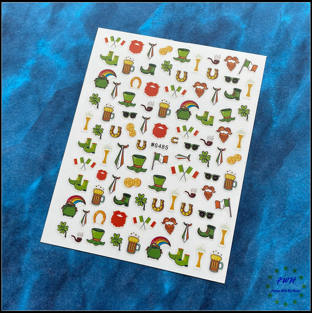 Green Four-Leaf Clover Nail Stickers - Lucky Day Nail Art Decals