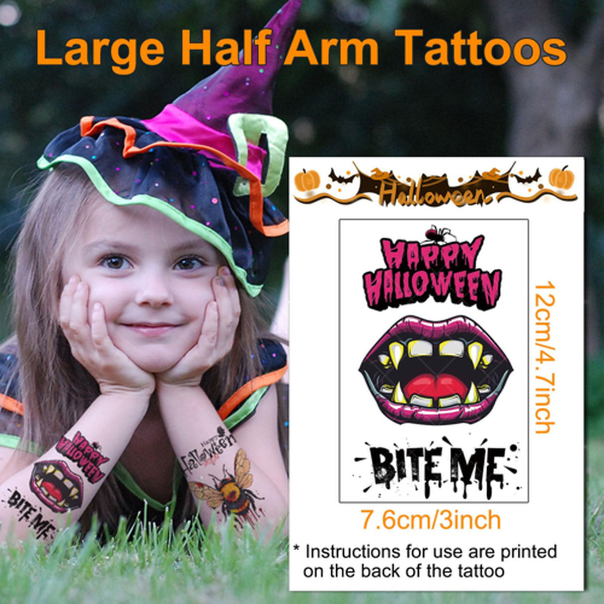 Halloween Temporary Tattoos 36 Sheets Large Realistic Designs for Kids & Adults