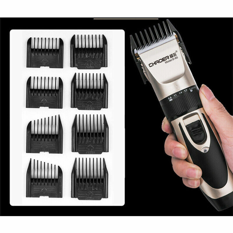 Rechargeable Men's Hair Clippers and Trimmer Grooming Kit with 8 Combs