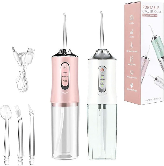Electric Water Flosser Cordless Oral Irrigator with 4 Tips and USB Rechargeable
