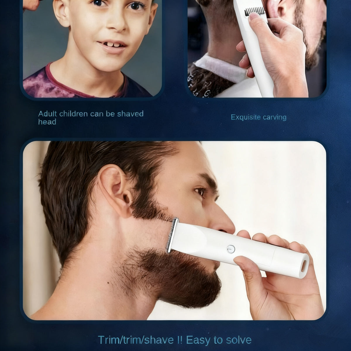 Men Cordless Beard Trimmer Hair Clippers with Multiple Limit Combs