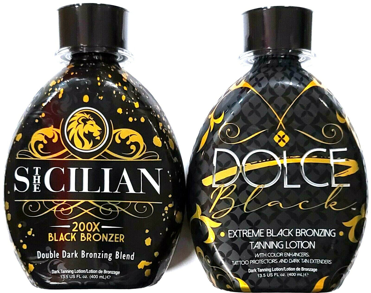 Dark Bronzer Tanning Lotion Set - Indoor & Outdoor Self Tanner with Tattoo Protection