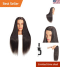 Cosmetology Training Head with Synthetic Hair & Clamp for Hair Styling Practice