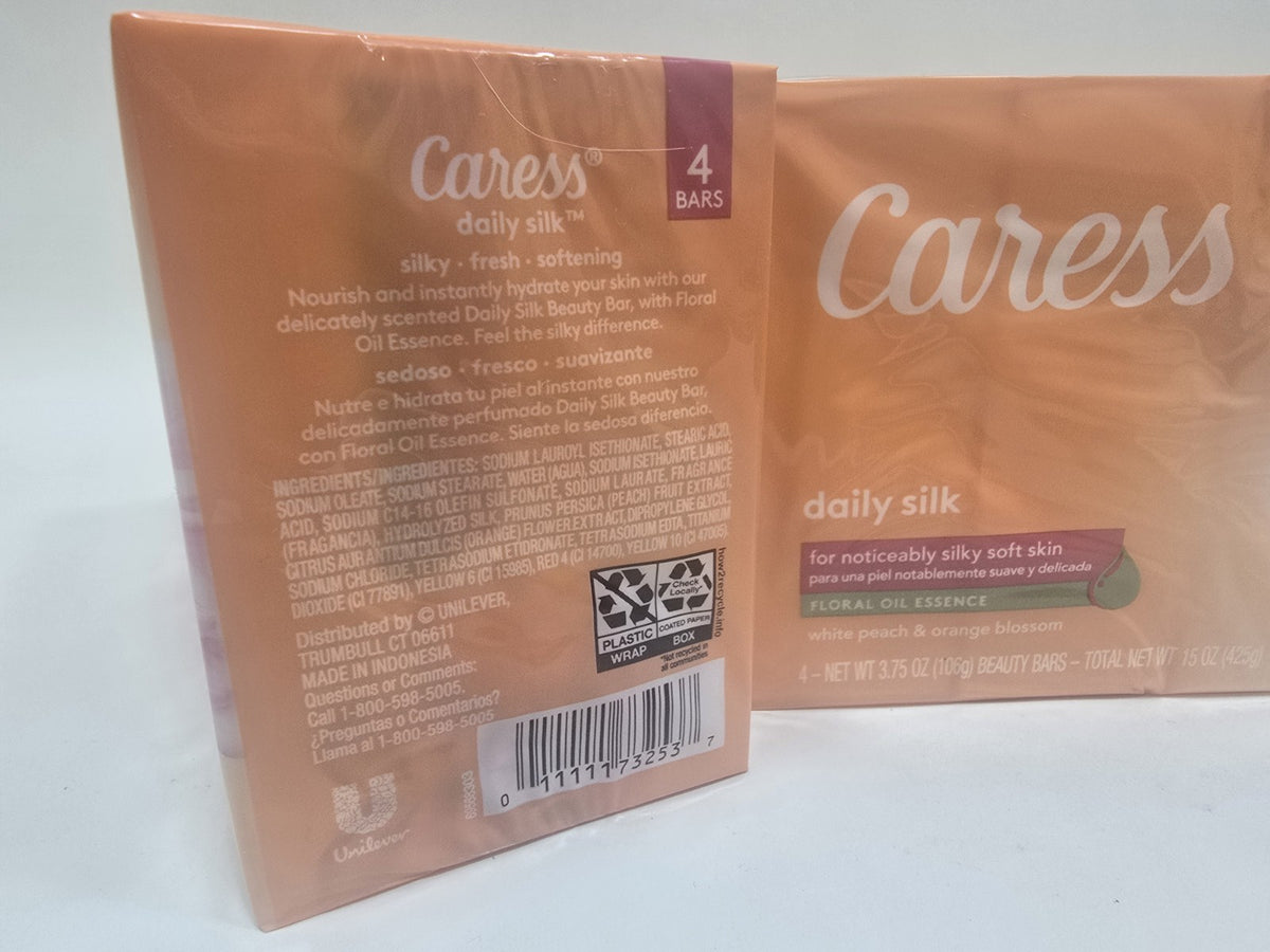 Caress Daily Silk Bar Soap White Peach & Orange Blossom - 8 Floral Oil Bars