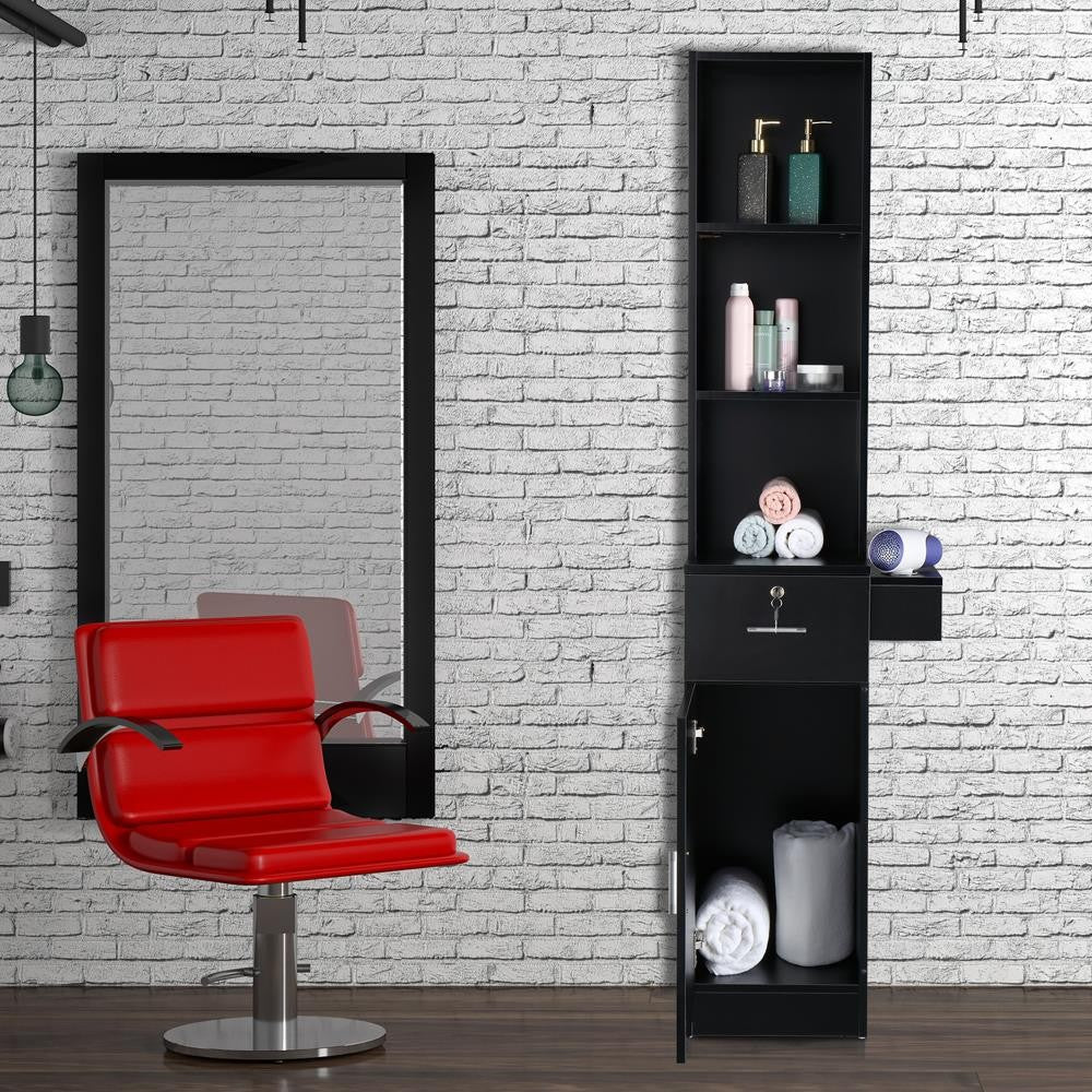 Salon Wall Mounted Storage Cabinet with Lockable Drawers & Shelves for Hairdressing Equipment