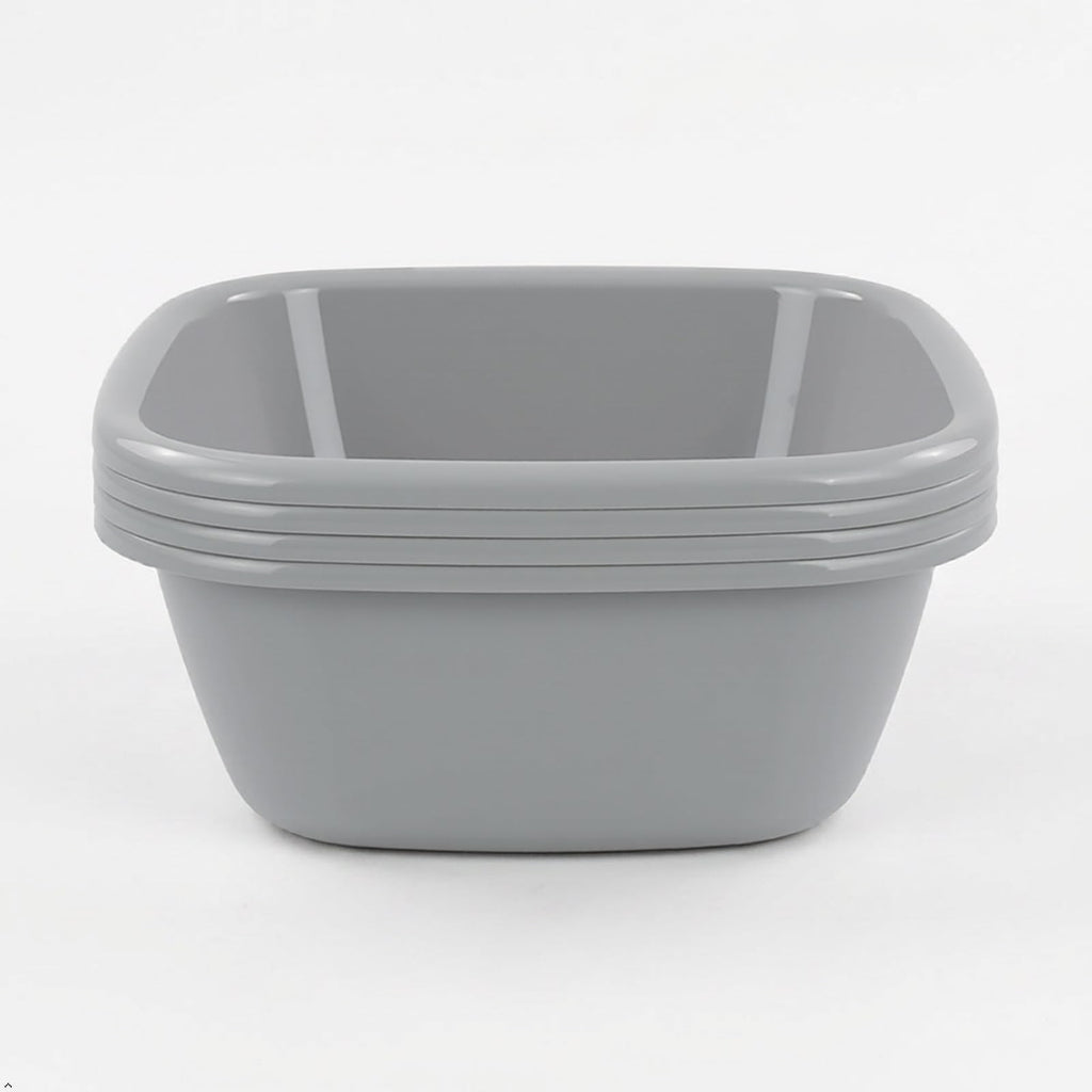 12 Quart Plastic Square Wash Basin Set 4-Pack for Kitchen Laundry Household