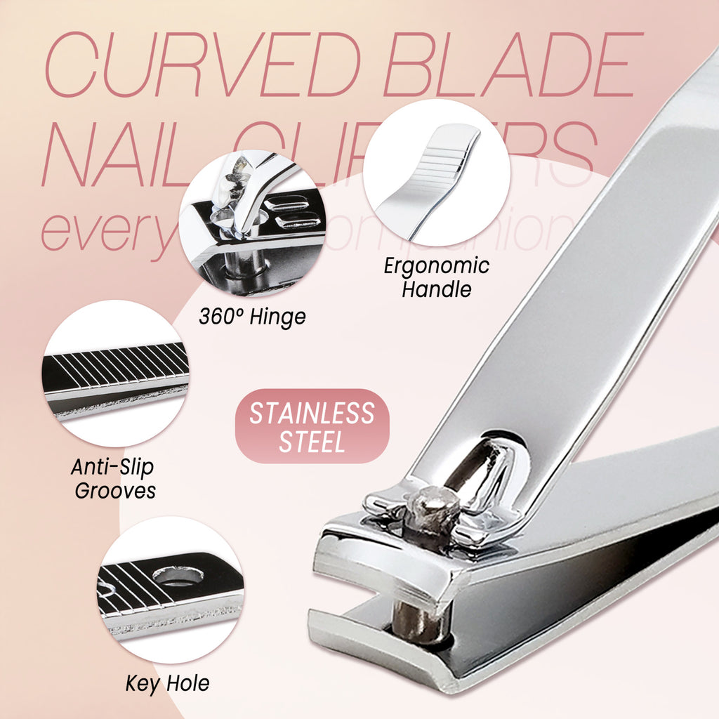 11-Piece Stainless Steel Toe Nail Clippers Set with Curved Edges - Professional Grooming Tools