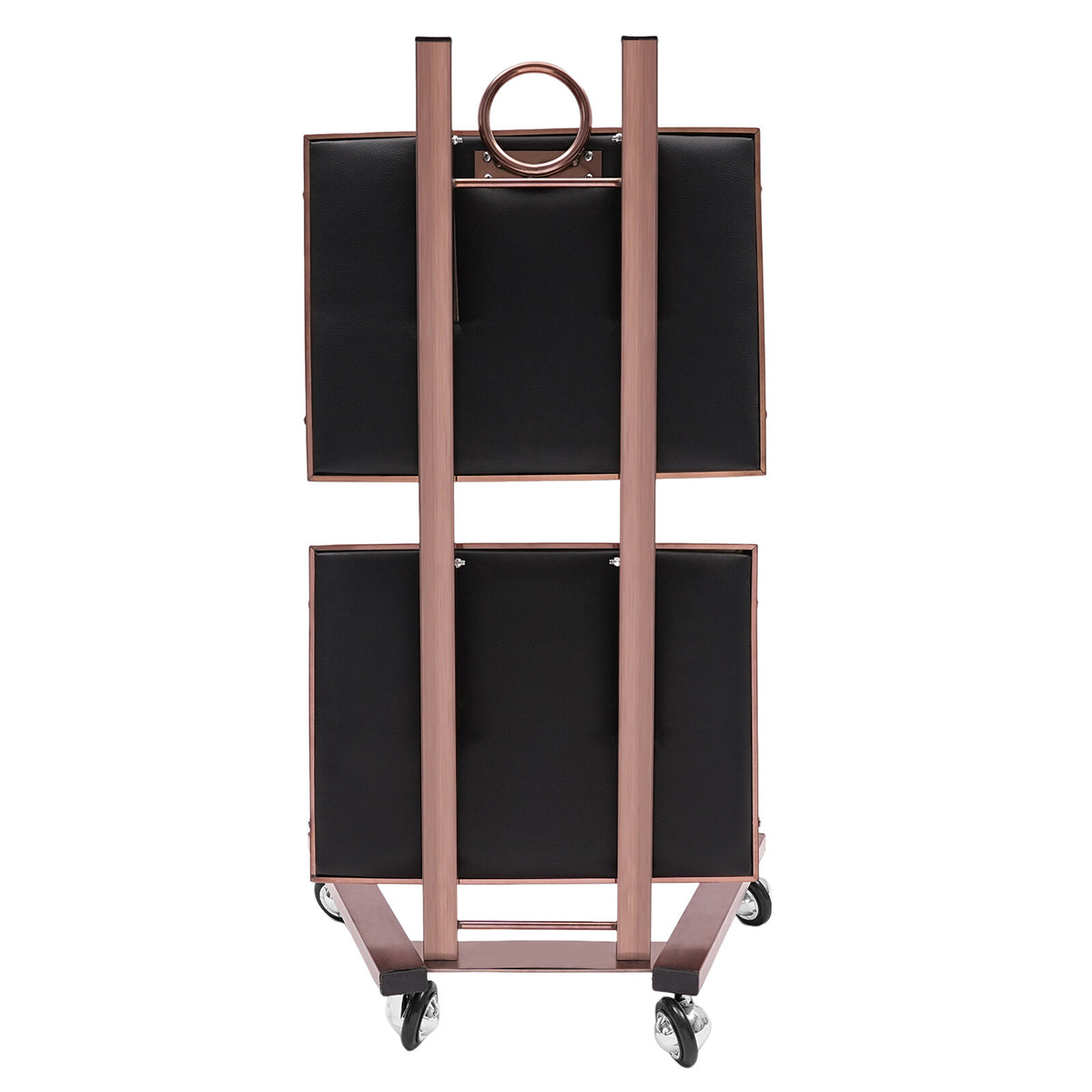 Salon Folding Rolling Trolley Cart with 2 Storage Trays for Barber Shop