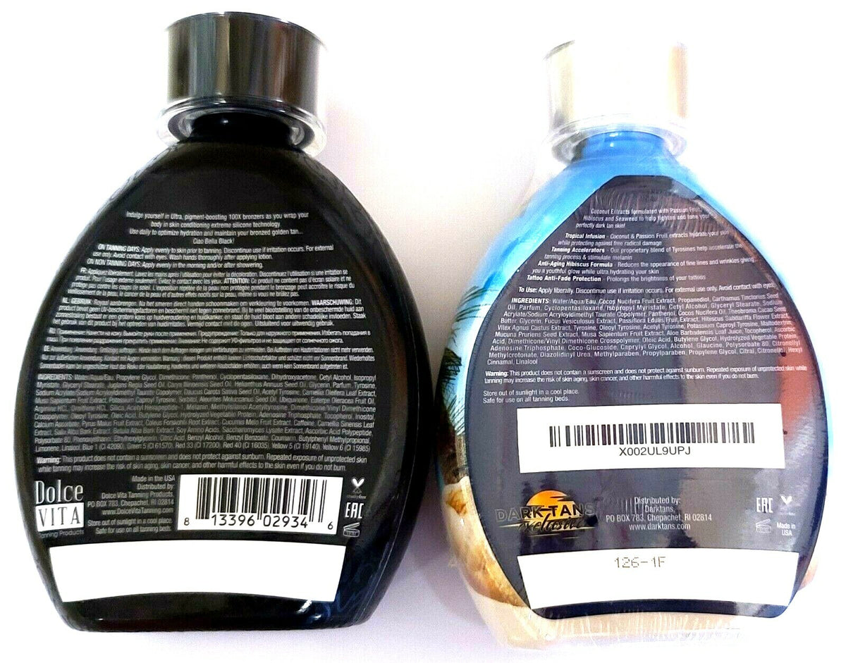 Darktans Bella Black 100X Dark Bronzer Tanning Lotion & Sea Said Accelerator Set