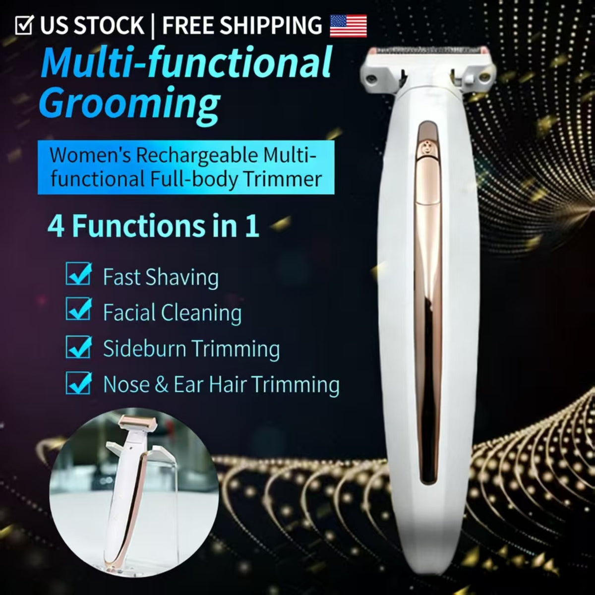 Women Painless Facial & Body Hair Removal Epilator Shaver - Wet & Dry