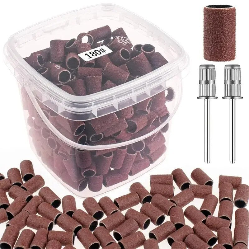 Nail Drill Bits and Sanding Bands Set for Manicure Pedicure - 80-240 Grit