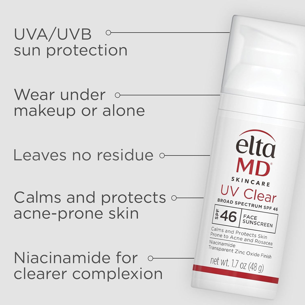 Elta MD UV Clear SPF 46 Facial Sunscreen for Acne-Prone Skin 1.7oz