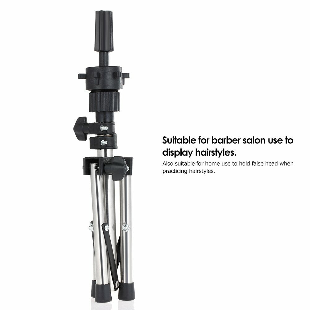 Portable Wig Mannequin Head Stand with Adjustable Tripod Holder