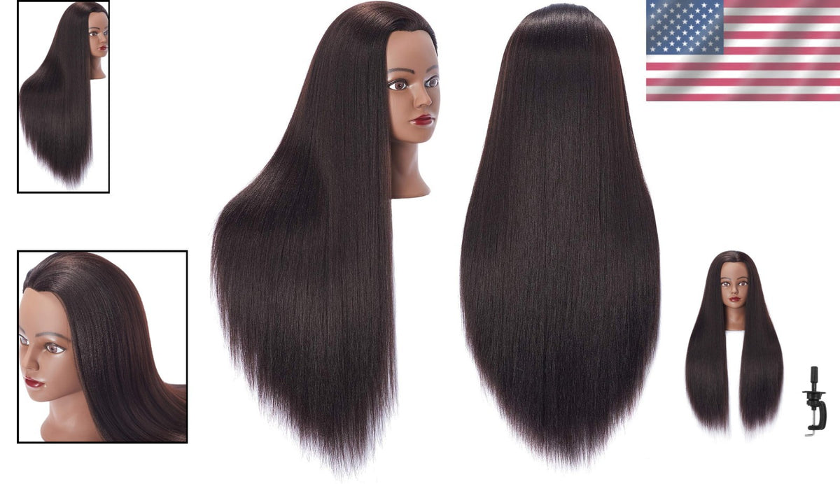 High-Temperature Resistant Yaki Black Mannequin Head for Hair Styling & Training